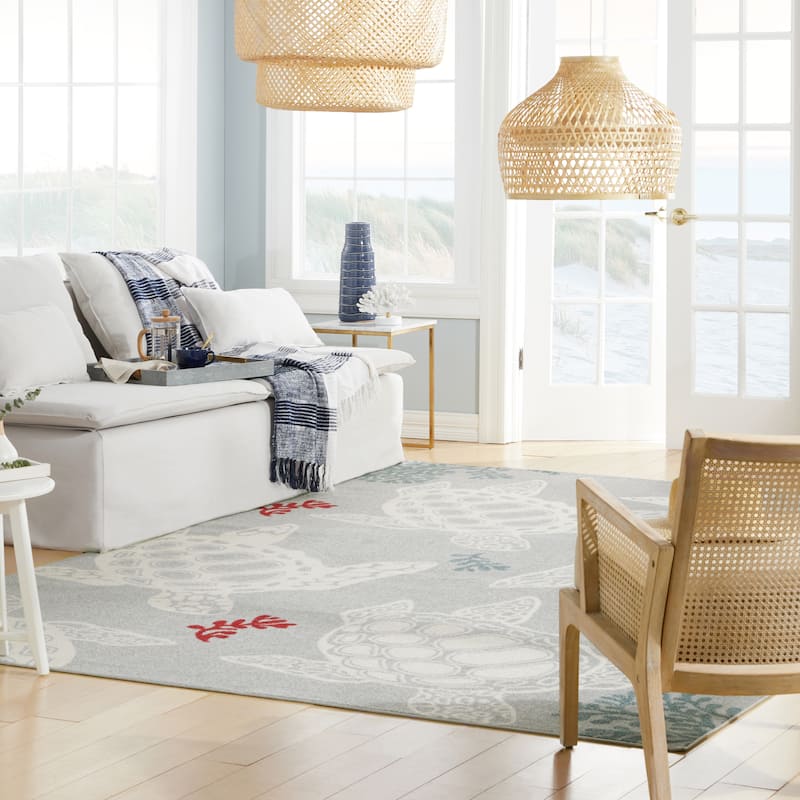 Home Dynamix Marine Sea Turtle Coastal Animal Indoor/Outdoor Area Rug