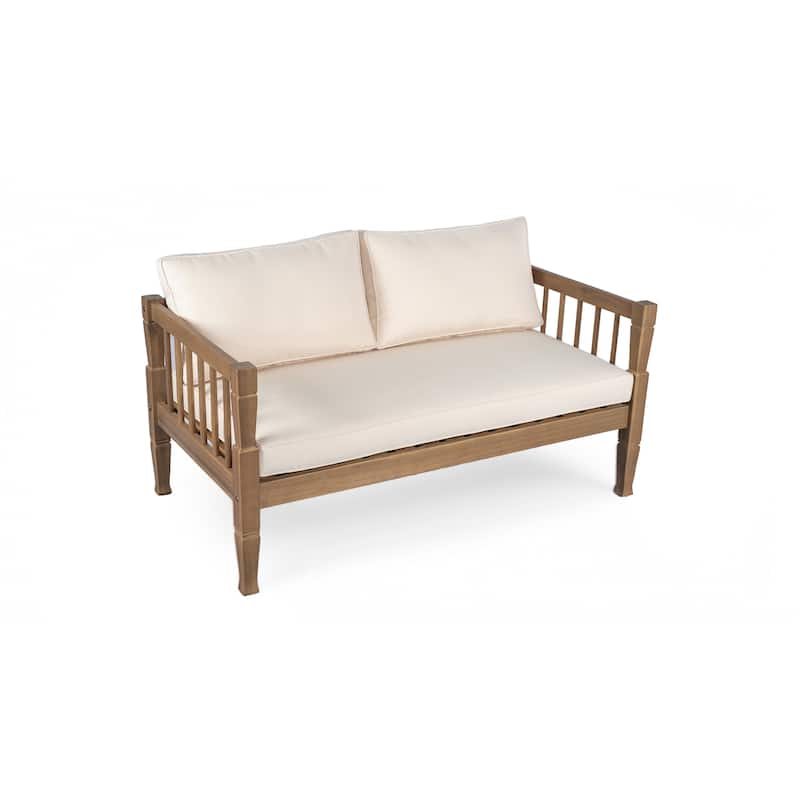 Scott Living Darla 4 Piece Outdoor Sleek Acacia Wood Seating Set with Water-Resistant Cushion