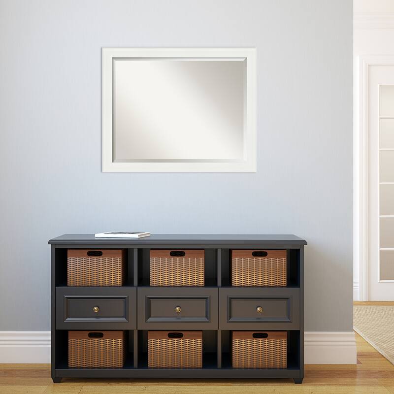 Beveled Wall Mirror - Vanity White Narrow Frame - Vanity White Narrow