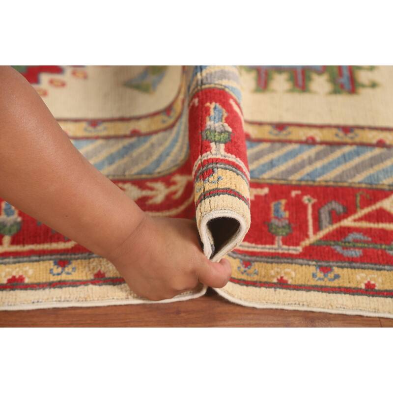 Traditional Kazak Area Rug Hand-Knotted Wool Carpet - 7'0" x 9'11"