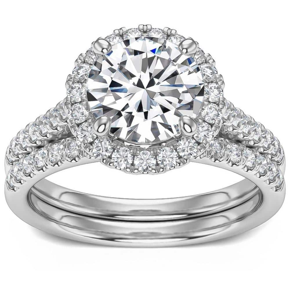 Bliss Diamond VS 3.30Ct Halo Diamond Engagement lab Grown Ring Set White, Yellow, or Rose Gold