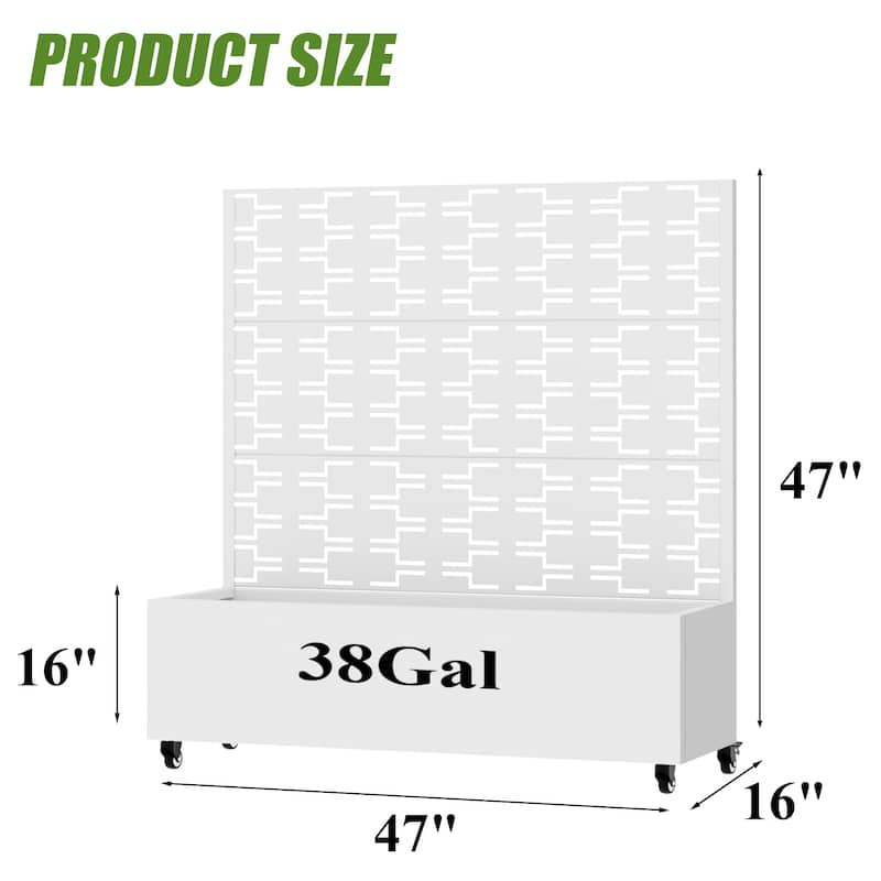 Metal Planter Box with Trellis Privacy Screen Planter Box with Lockable Wheels