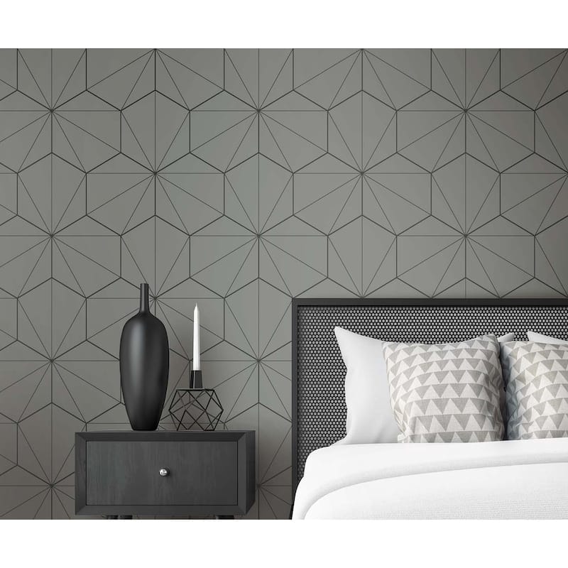 Seabrook Designs Hedron Geometric Non-Woven Unpasted Wallpaper