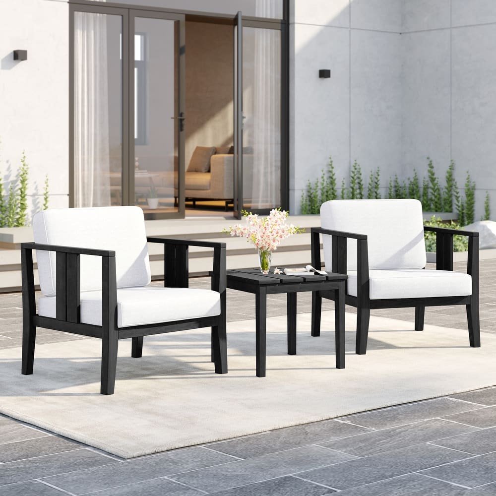 Uixe 3-piece Teak Solid Wood Outdoor Arm Chairs with Side Table Set