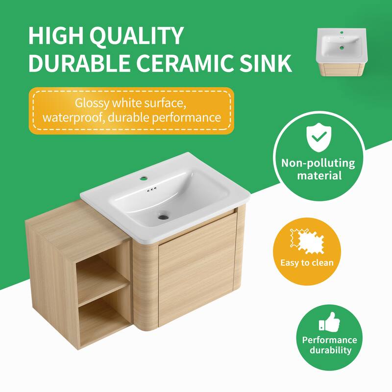 BNK 24''/28''/36''/40''/60''/68'' Bathroom Vanity With Sink, Floating Bathroom Vanity with Soft Close Doors and Shelf