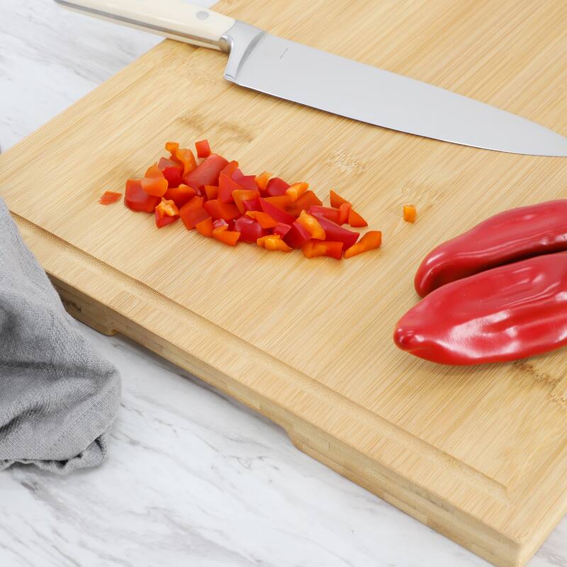MegaChef Bamboo 24 x 18 Inch Large Cutting, Prep and Serving Board