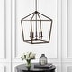 preview thumbnail 38 of 47, Oria Iron Farmhouse Industrial Lantern LED Pendant, Oil Rubbed Bronze/Faux Wood by JONATHAN Y