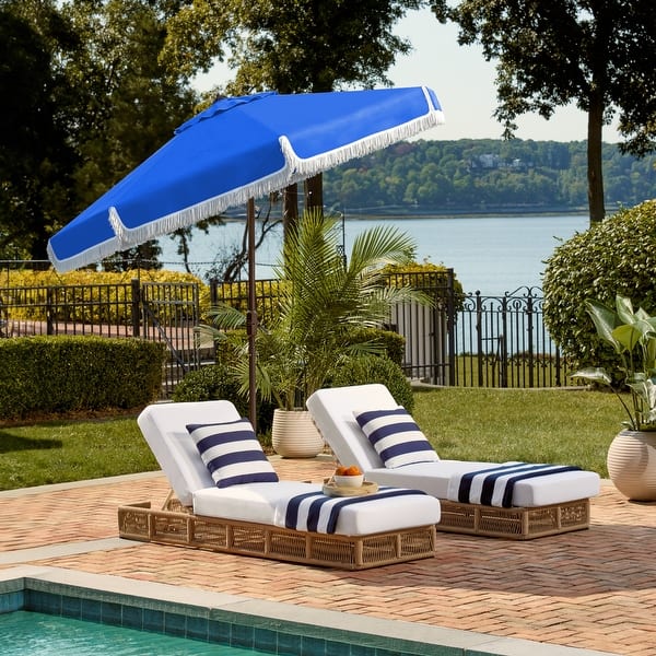 blue fringe patio umbrella Boho Striped Beach With Outdoor Umbrella UV50+ Foldable Holiday Portable Umbrella With Bag 6ft Table Umbrella Windproof Tilt Waterproof Outside Umbrella For Pool Garden : Patio, Lawn Dust regularly with small brush or vacuum Boho Fringe Patio Umbrella 9FT
