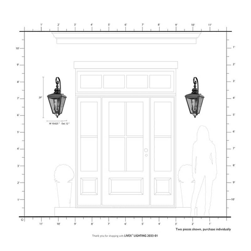 Livex Lighting 3-light Antique Brass Outdoor Lantern, 2033-01 - 10.625" W X 29" H X 12.5" EXT