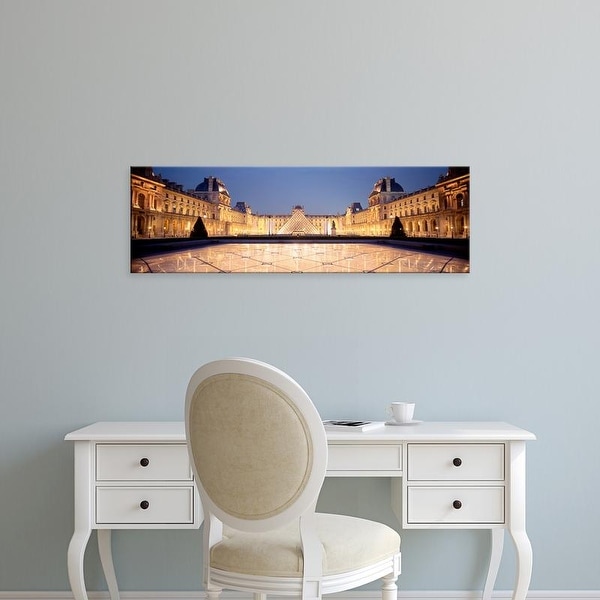 Easy Art Prints Panoramic Images's 'Light Illuminated In The Museum, Louvre Pyramid, Paris, France' Premium Canvas Art