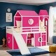 preview thumbnail 14 of 22, Impression Playhouse Inspired Bed, Twin Size Loft Bed with Slide Pink Tent and Tower, Spacious Under Bed Space