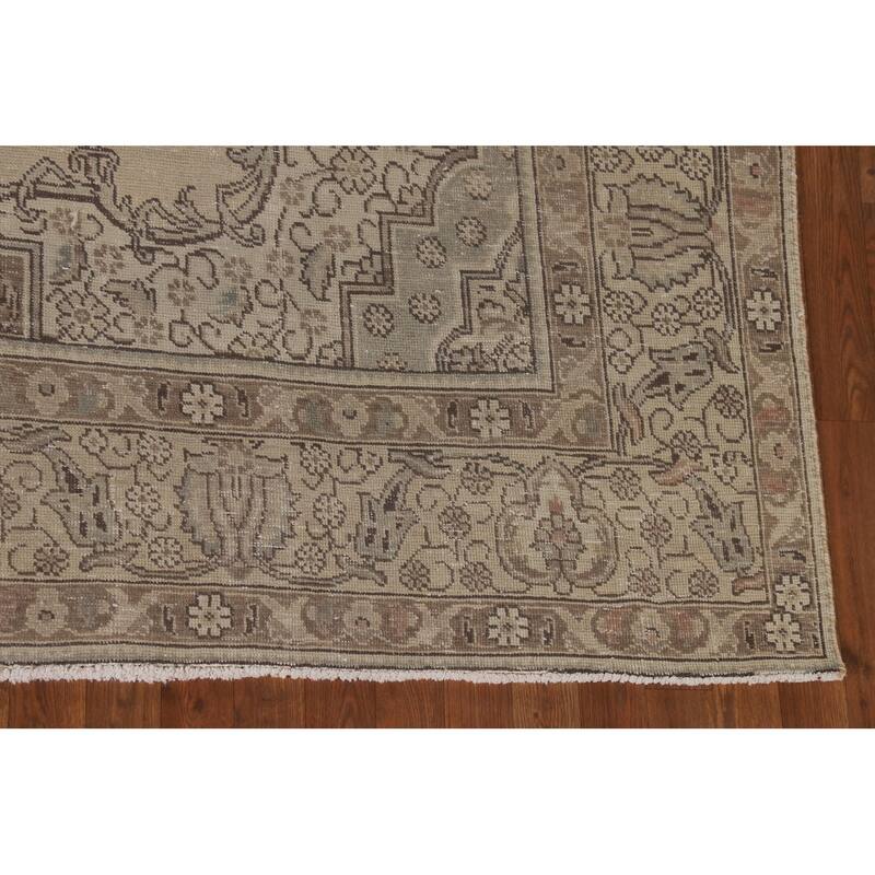 Distressed Tabriz Persian Area Rug Handmade Wool Carpet - 7'9"x 11'3"