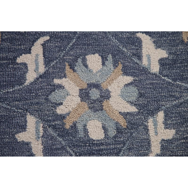 Floral Blue Agra Hand-Tufted Rug Oriental Traditional Wool Carpet