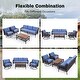 preview thumbnail 4 of 11, 4-Piece Rattan Sectional Conversation Set with 360° Swivel Chairs, 3-Seat Sofa & Wood-Top Coffee Table