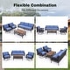 preview thumbnail 1 of 9, 4 Pieces Patio Furniture Set with Swivel Chairs Blue
