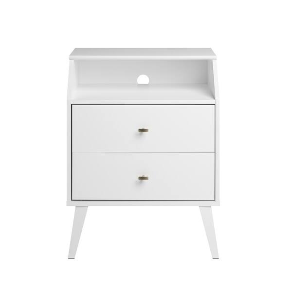 Shop Prepac Milo Mid Century Modern 2 Drawer Nightstand With Angled Top Overstock 31696688
