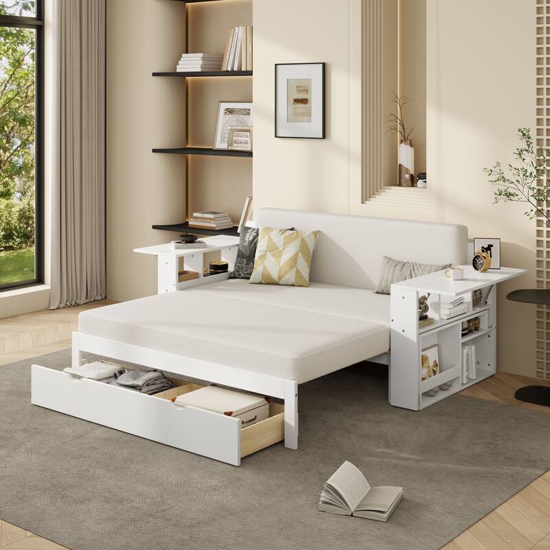 Roomfitters 4-in-1 Full Size Daybed with Desk, Storage Drawers and Hydraulic Table