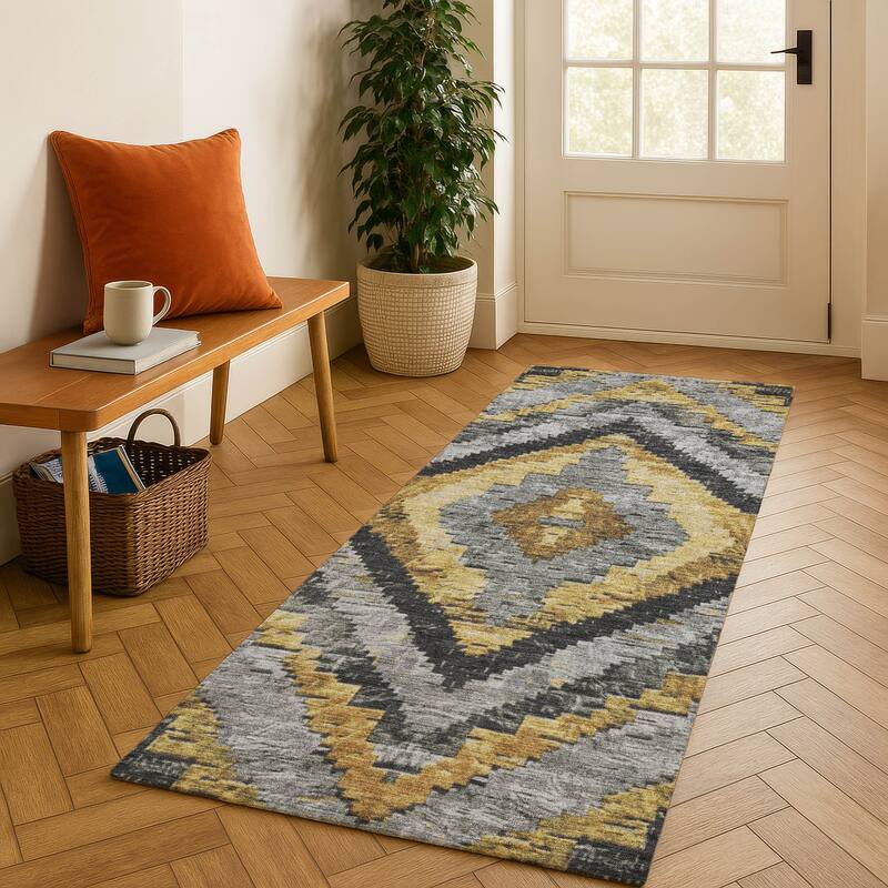 Premium Washable Super Soft Moroccan Mayfield Rug - Gold - 2'3" x 7'6"