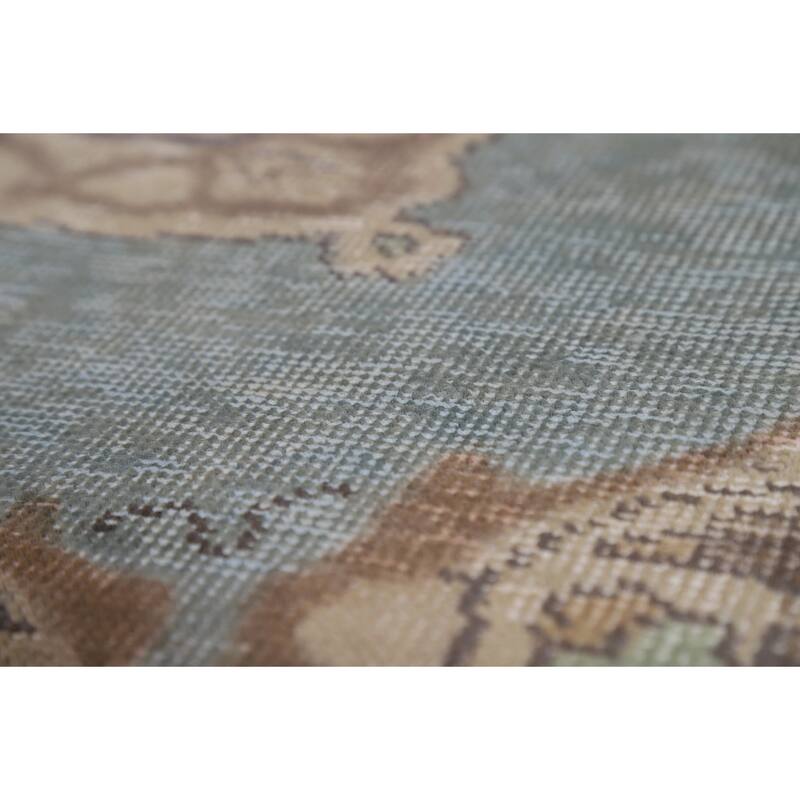 Hand Knotted Oriental 100% Wool Carpet Traditional Floral Navy Blue & Blues Tabriz Area Rug - 8' 11'' X 6' 7''