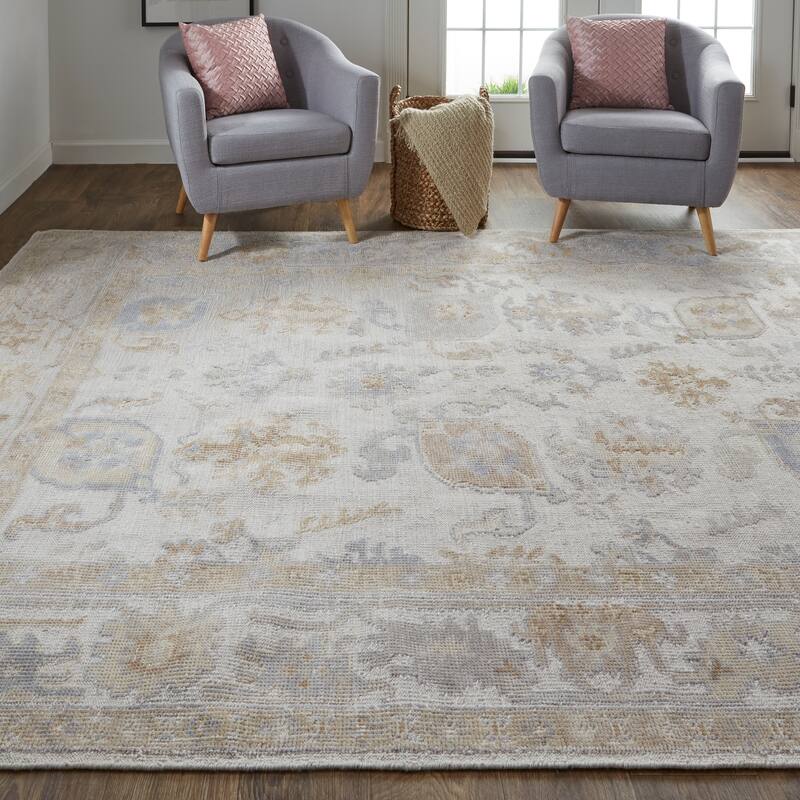 Tierney Eco Friendly PET Oushak Rug, Warm Gray/Tan, Area Rug