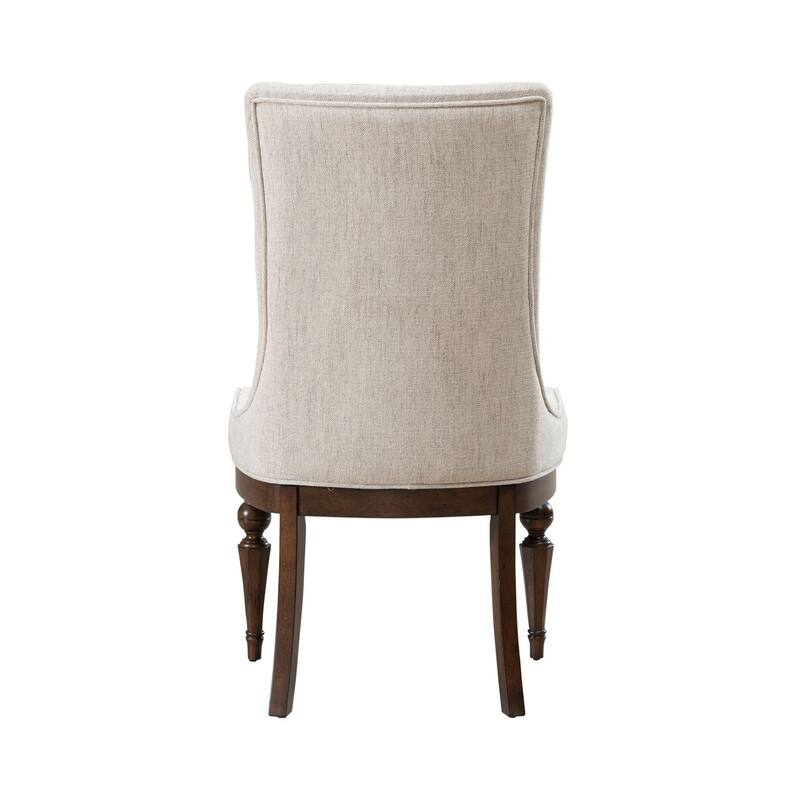 Arden Road Satin Cherry Upholstered Dining Side Chairs with Gray Linen Set of 2 - Width 22" x Depth 26" x Height 42"