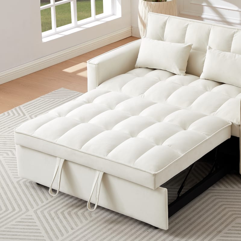 Modern Velvet Convertible Loveseat Sleeper Sofa Couch with Adjustable Backrest