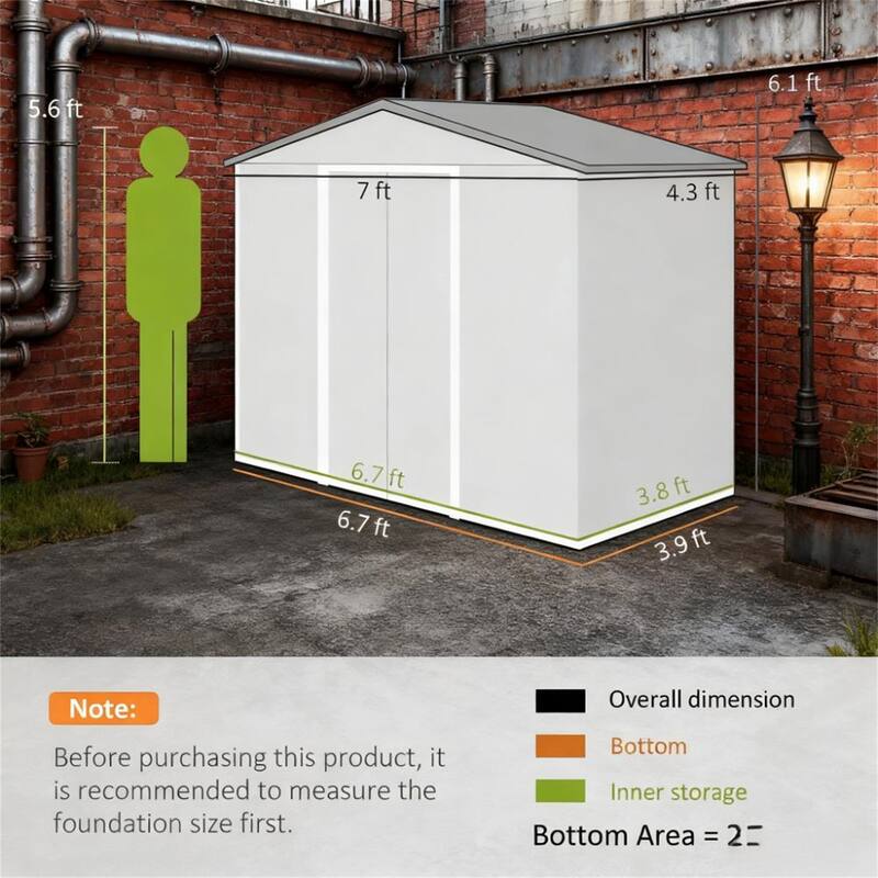 Garden Shed Storage Shed with Foundation Kit, 4 Vents and 2 Easy Sliding Doors