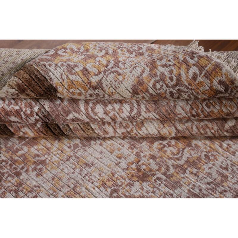 Abstract Indian Area Rug Handmade Wool Carpet - 6'3"x 8'8"