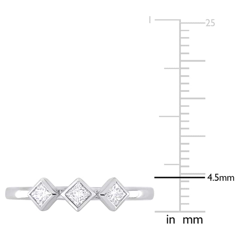 Miadora 1/4ct TDW Princess-Cut Diamond Three Stone Ring in 14k White Gold