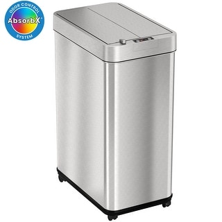 iTouchless 13 Gallon / 49 Liter Wings Lid Sensor Kitchen Trash Can with Wheels and Dual Odor Filters