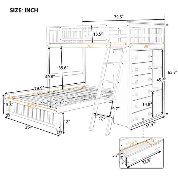Multifunctional Design Twin over Full Bunk Bed