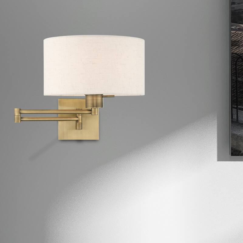Livex Lighting 1-Light Drum Shade Swing Arm Wall Lamp, 40037