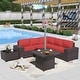 preview thumbnail 88 of 99, Outdoor Patio Furniture Set, All Weather PE Wicker Sectional Conversion Sofa set with Firepit(Optional)