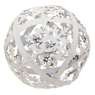 White Distressed Metal Snowflake Sphere for Winter Home Decor