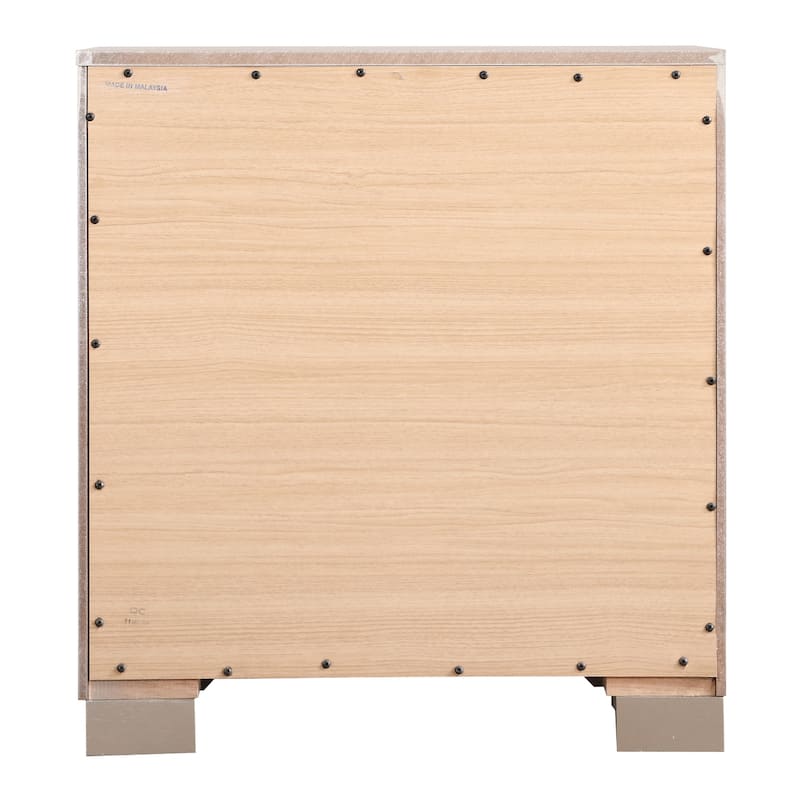 Silver Champagne Nightstand with Spacious Drawers, Modern Bedside Table for Bedroom Furniture and Nighttime Essentials