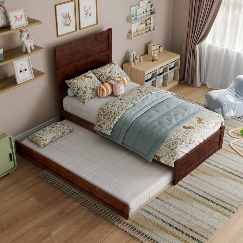 Aveline Wood Platform Bed with Matching Footboard & Trundle