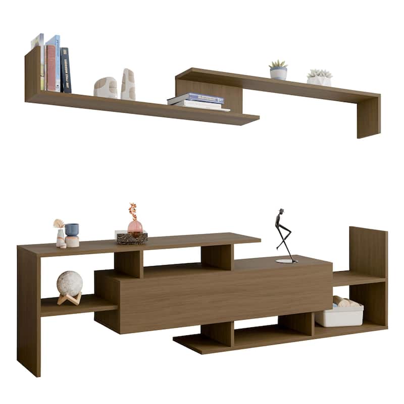 Surrey 60.2'' 2 Pc 1-Drawer Floating TV Stand Media Console with Open Shelves