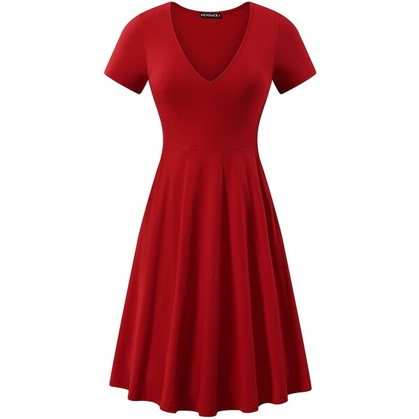 womens red skater dress