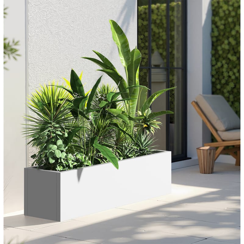 Metal Movable Planter Box with Trellis Privacy Screen Planter Box with Lockable Wheels