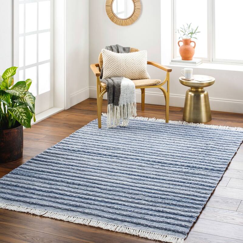 Surya Gossett Handmade Indoor / Outdoor Nordic Area Rug - 8' x 10' - Blue/White