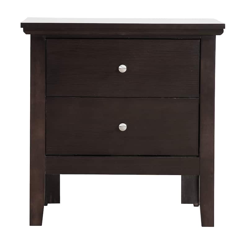 Modern 24-in Double-Drawer Nightstand with Metal Knob - Espresso