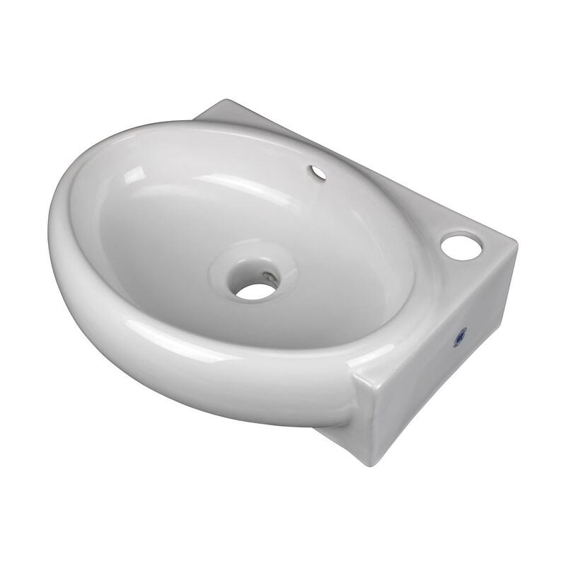 White Ceramic Corner Bathroom Sink Carlingwood Wall Mount Oval Bowl with Overflow Renovators Supply