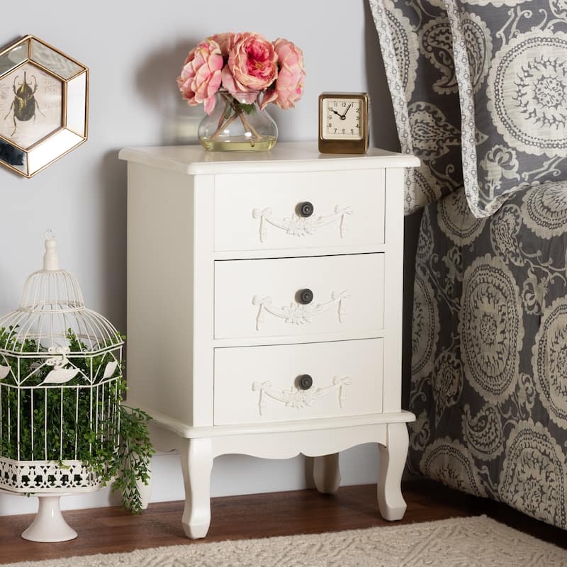 Baxton Studio Callen Classic and Traditional Wood 3-Drawer End Table