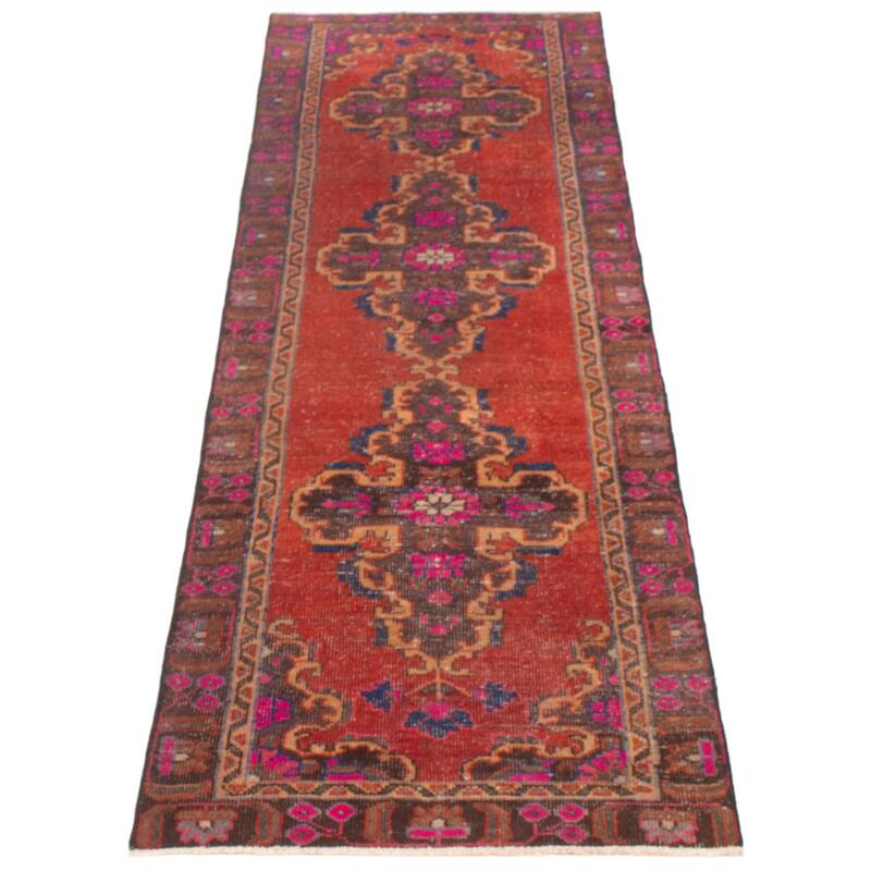 ECARPETGALLERY Hand-knotted Melis Vintage Red Wool Rug - 2'11 x 9'7