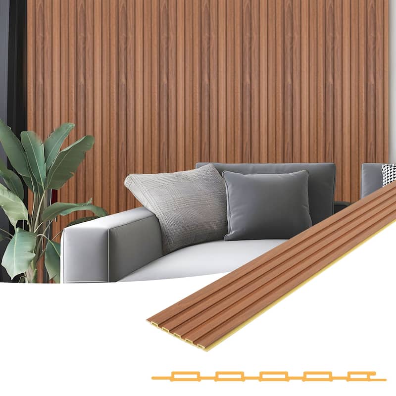 Art3d WPC Slat Wall Panels,3D Wall Accents for Interior Wall Decor,48in x 6in (Pack of 16)