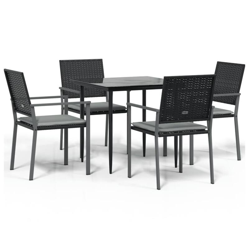 vidaXL 3/5/7/9 Piece Patio Dining Set with Cushions Poly Rattan and Steel