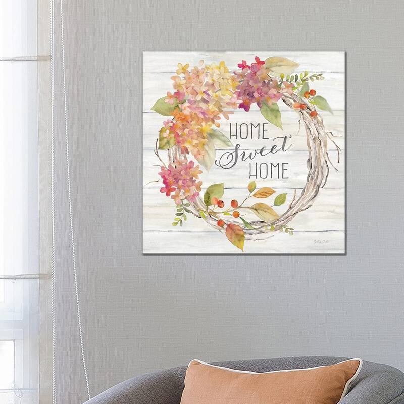 iCanvas "Farmhouse Hydrangea Wreath Spice I Home" by Cynthia Coulter Canvas Print - 26x26x1.5