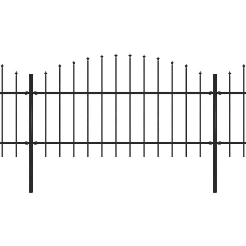 vidaXL Garden Fence with Spear Top Steel 11.2' Black