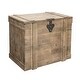preview thumbnail 1 of 8, Household Essentials Antiqued Decorative Trunk with Hinge and Lid - 16.3"L x 24.8"W x 20.9"H Tan