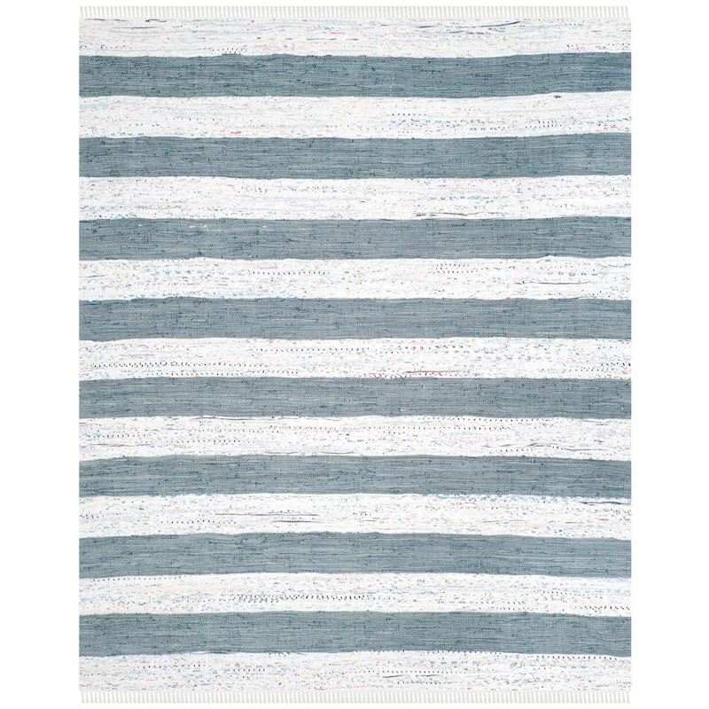 SAFAVIEH Handmade Flatweave Montauk Calli Casual Cotton Rug - Ivory/Grey - 5' x 7'